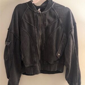 Anthropologie Black Bomber Jacket